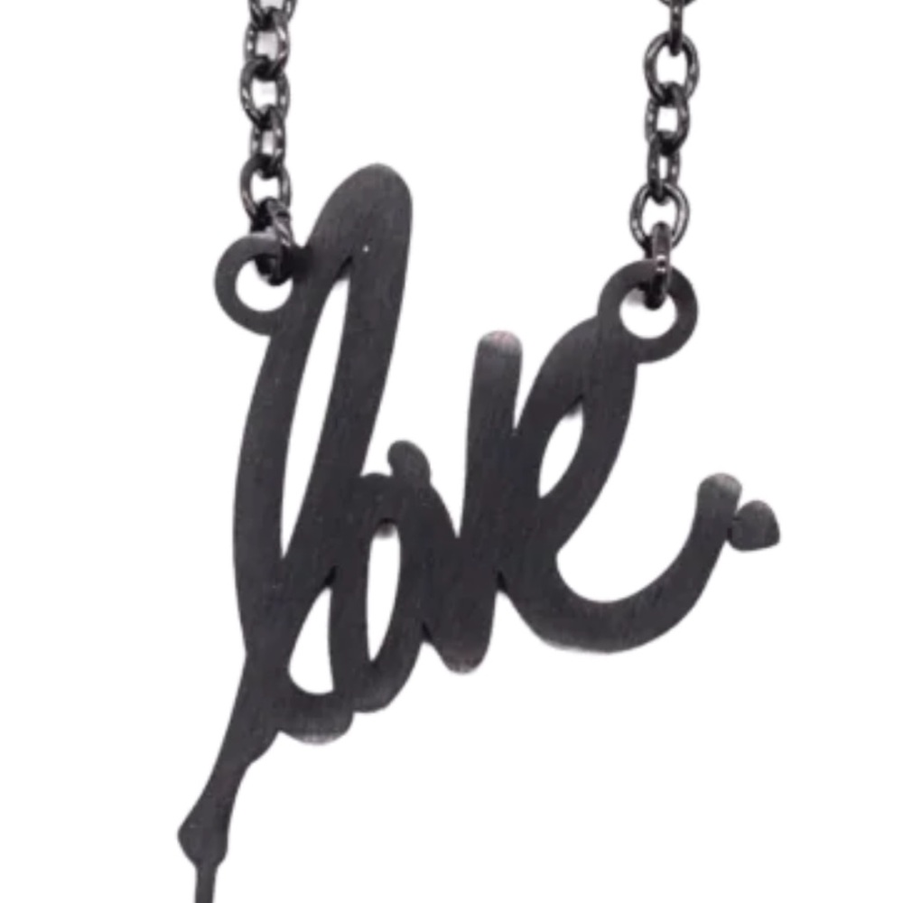 NWT Ruben Rojas Black Love Necklace Signature Pendant